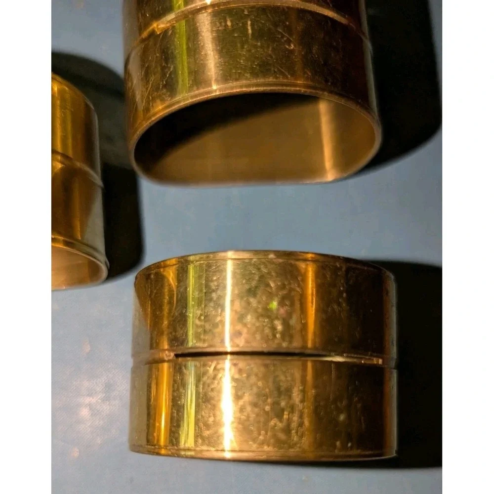 Set Of 5 Vintage Brass Napkin Rings Set - Made in Hong Kong(Some Scratches)